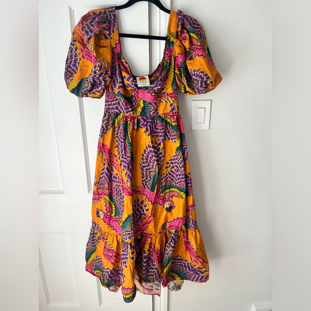 FARM Rio Macaw Midi sun dress